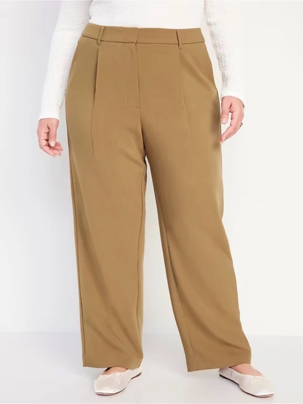 Old Navy Extra High Waisted Taylor Wide Leg Trouser Pants Camel Brown XL NWT